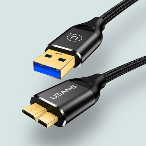 Kabel pleciony USAMS U19 USB 3.0 micro USB B do dysku zewnętrznego 1m czarny/black SJ272USB01
