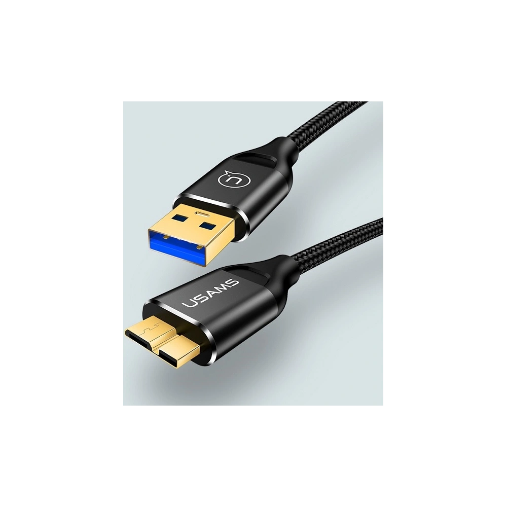 Hurtownia GSM - Kabel pletený USAMS U19 USB 3.0 micro USB B pro externí disk 1m černý/black SJ272USB01 - USA264BLK - {ean13} - Hurt