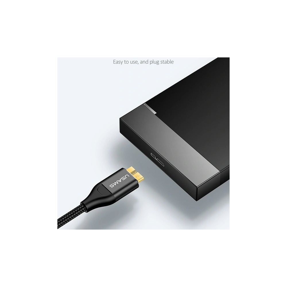 Hurtownia GSM - Kabel pletený USAMS U19 USB 3.0 micro USB B pro externí disk 1m černý/black SJ272USB01 - USA264BLK - {ean13} - Hurt