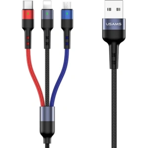 Hurtownia GSM - Kabel pleciony USAMS U26 3w1 0.35m 2A Fast Charge (lightning/microUSB/USB-C) SJ410USB01 - USA265 - {ean13} - Hurt
