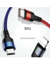 Hurtownia GSM - Kabel pleciony USAMS U26 3w1 0.35m 2A Fast Charge (lightning/microUSB/USB-C) SJ410USB01 - USA265 - {ean13} - Hurt
