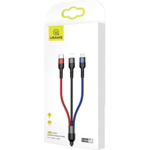 Hurtownia GSM - Kabel pleciony USAMS U26 3w1 0.35m 2A Fast Charge (lightning/microUSB/USB-C) SJ410USB01 - USA265 - {ean13} - Hurt
