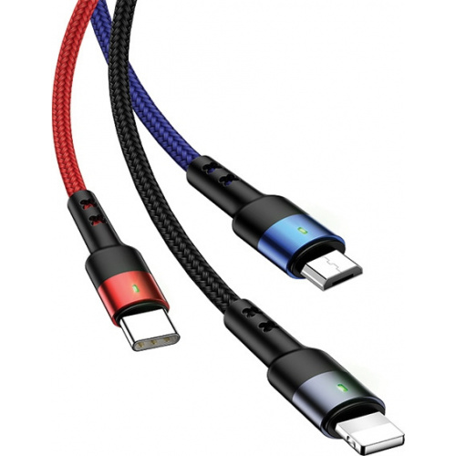 Usams Distributor - 6958444984322 - USA267 - USAMS Nylon Cable U26 3in1 3m 2A Fast Charge (Lightning/microUSB/USB-C) SJ412USB01 (US-SJ412) - B2B homescreen