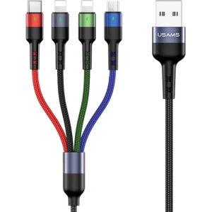 Hurtownia GSM - Kabel pleciony USAMS U26 4w1 0.35m 2A Fast Charge (2xlightning/microUSB/USB-C) SJ411USB01 - USA268 - {ean13} - Hurt