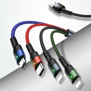 Wholesale USAMS Nylon Cable U26 4in1 0.35m 2A Fast Charge (2xLightning/microUSB/USB-C) SJ411USB01 (US-SJ411) - USA268 - {ean13} - Hurt