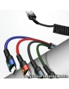 Wholesale USAMS Nylon Cable U26 4in1 1.5m 2A Fast Charge Springs (2xLightning/microUSB/USB-C) SJ349USB01 (US-SJ349) - USA269 - {ean13} - Hurt