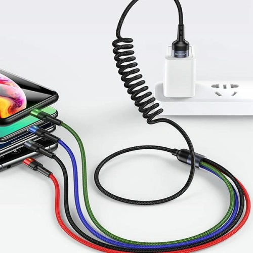 Kabel pleciony USAMS U26 4w1 1.5m 2A Fast Charge Springs (2xlightning/microUSB/USB-C) SJ349USB01