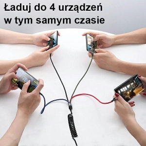 Hurtownia GSM - Kabel pleciony USAMS U26 4w1 1.5m 2A Fast Charge Springs (2xlightning/microUSB/USB-C) SJ349USB01 - USA269 - {ean13} - Hurt