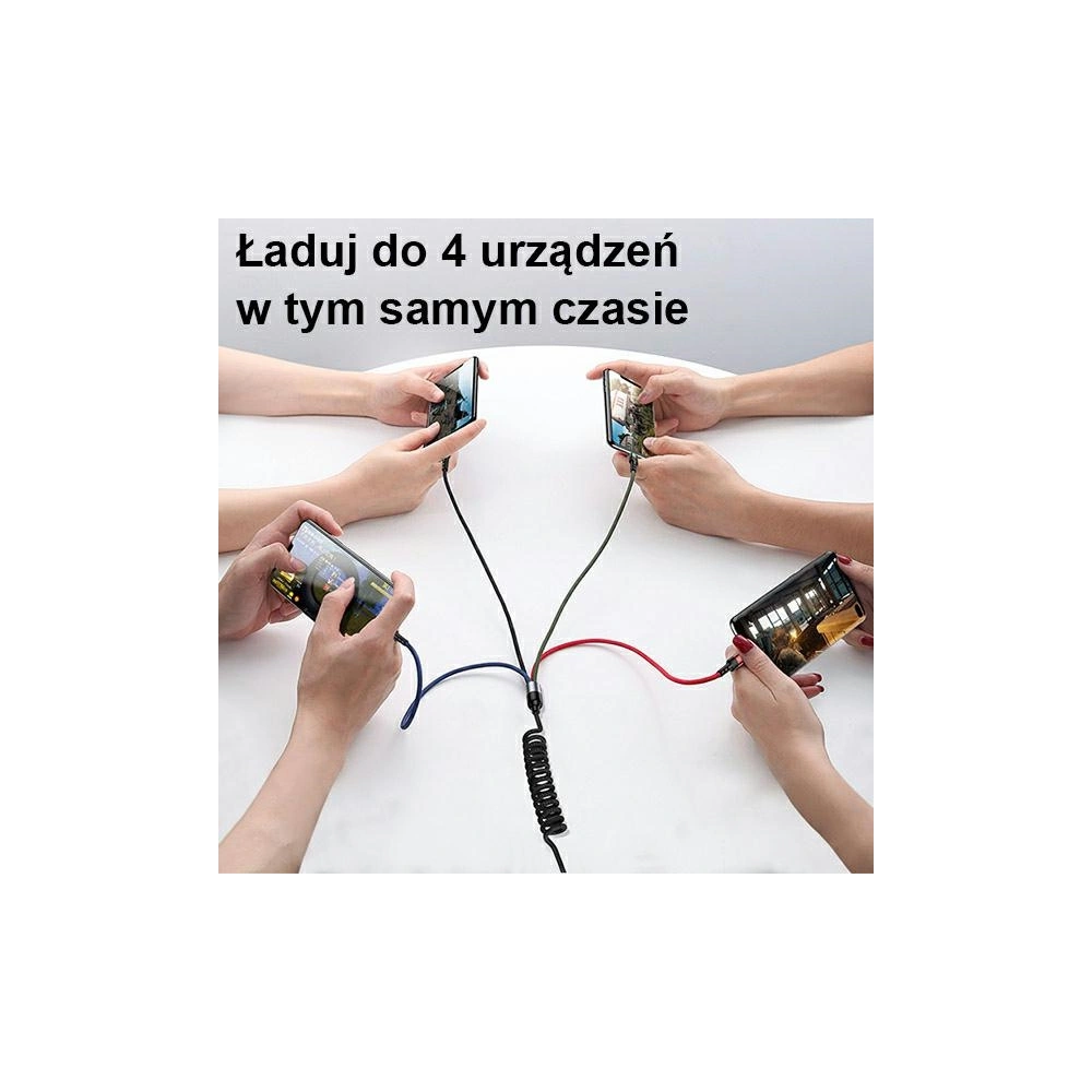 Hurtownia GSM - Kabel pleciony USAMS U26 4w1 1.5m 2A Fast Charge Springs (2xlightning/microUSB/USB-C) SJ349USB01 - USA269 - {ean13} - Hurt