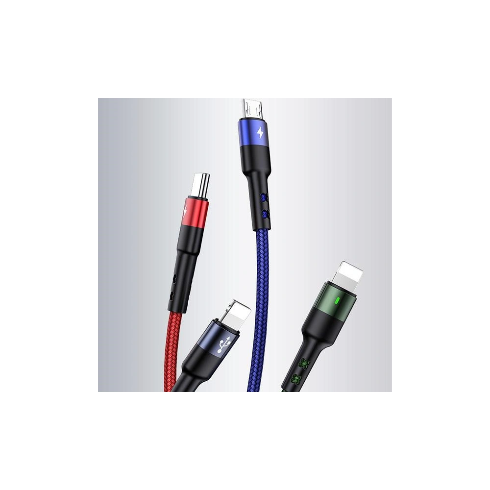 Hurtownia GSM - Kabel pleciony USAMS U26 4w1 1.5m 2A Fast Charge Springs (2xlightning/microUSB/USB-C) SJ349USB01 - USA269 - {ean13} - Hurt