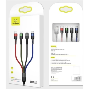 Kabel pleciony USAMS U26 4w1 3m 2A Fast Charge (2xlightning/microUSB/USB-C) SJ413USB01