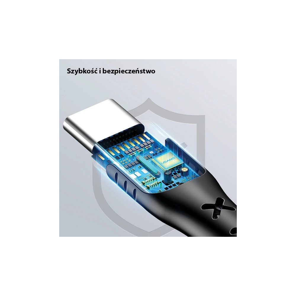 Hurtownia GSM - Kabel pletený USAMS U27 USB-C 5A Flash Charge černý/black 1,2m SJ319USB01 - USA278BLK - {ean13} - Hurt