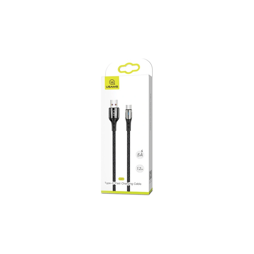 Hurtownia GSM - Kabel pleciony USAMS U27 USB-C 5A Flash Charge czarny/black 1,2m SJ319USB01 - USA278BLK - {ean13} - Hurt