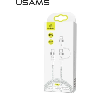 Hurtownia GSM - Kabel pleciony USAMS U31 USB-C na USB-C /lightning 60W PD Fast Charge biały/white SJ403USB02 - USA280WHT - {ean13} - Hurt