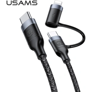 Wholesale USAMS Nylon Cable U31 USB-C - USB-C/Lightning 60W PD Fast Charge black SJ403USB01 (US-SJ403) - USA281BLK - {ean13} - Hurt