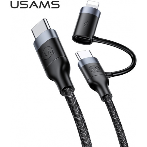Usams Distributor - 6958444984582 - USA281BLK - USAMS Nylon Cable U31 USB-C - USB-C/Lightning 60W PD Fast Charge black SJ403USB01 (US-SJ403) - B2B homescreen