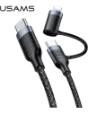 Wholesale USAMS Nylon Cable U31 USB-C - USB-C/Lightning 60W PD Fast Charge black SJ403USB01 (US-SJ403) - USA281BLK - {ean13} - Hurt