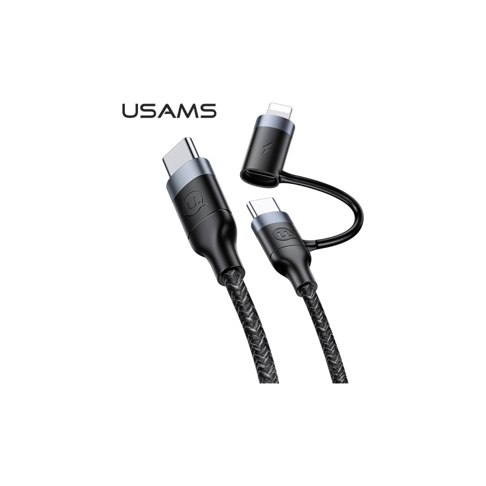 Hurtownia GSM - Kabel pletený USAMS U31 USB-C na USB-C / lightning 60W PD Fast Charge černý/black SJ403USB01 - USA281BLK - {ean13} - Hurt