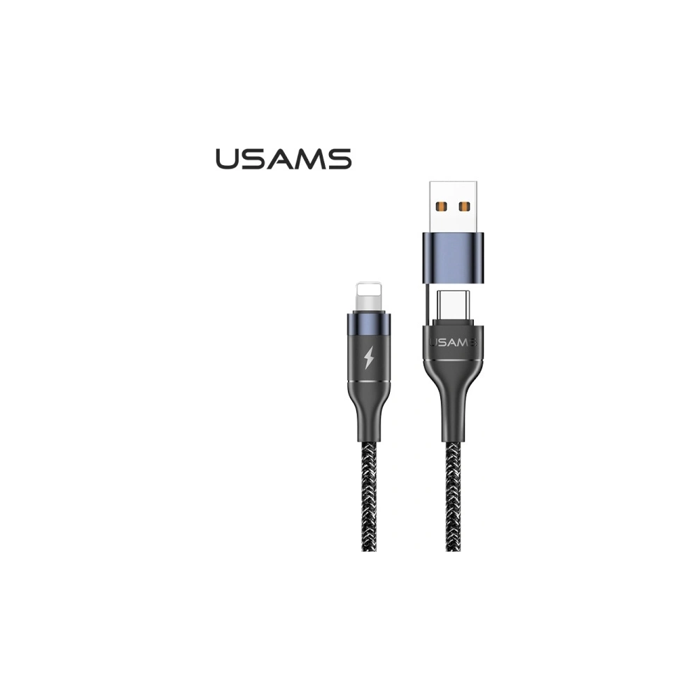 Hurtownia GSM - Kabel pletený USAMS U31 USB-C na USB-C / lightning 60W PD Fast Charge černý/black SJ403USB01 - USA281BLK - {ean13} - Hurt