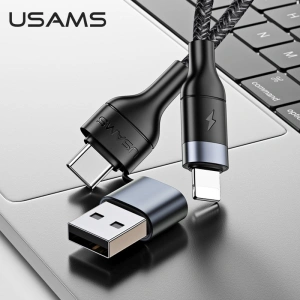 Wholesale USAMS Nylon Cable U31 USB-C - USB-C/Lightning 60W PD Fast Charge black SJ403USB01 (US-SJ403) - USA281BLK - {ean13} - Hurt