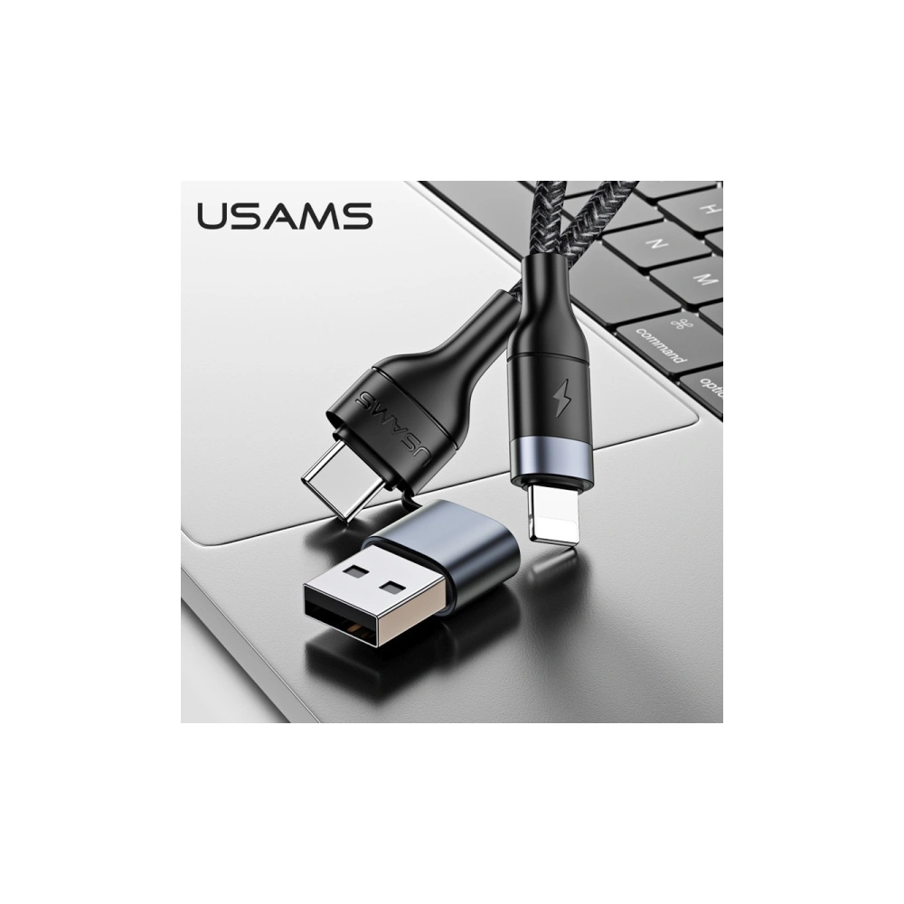 Hurtownia GSM - Kabel pletený USAMS U31 USB-C na USB-C / lightning 60W PD Fast Charge černý/black SJ403USB01 - USA281BLK - {ean13} - Hurt