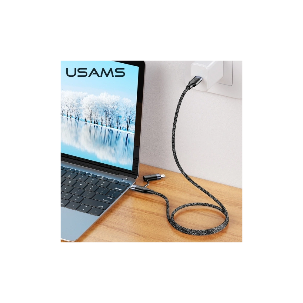 Hurtownia GSM - Kabel pletený USAMS U31 USB-C na USB-C / lightning 60W PD Fast Charge černý/black SJ403USB01 - USA281BLK - {ean13} - Hurt
