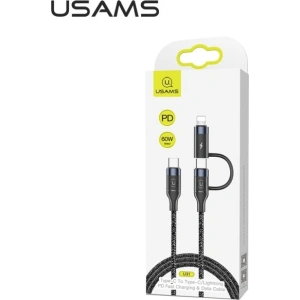 Wholesale USAMS Nylon Cable U31 USB-C - USB-C/Lightning 60W PD Fast Charge black SJ403USB01 (US-SJ403) - USA281BLK - {ean13} - Hurt