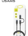 Wholesale USAMS Nylon Cable U31 USB-C - USB-C/Lightning 60W PD Fast Charge black SJ403USB01 (US-SJ403) - USA281BLK - {ean13} - Hurt