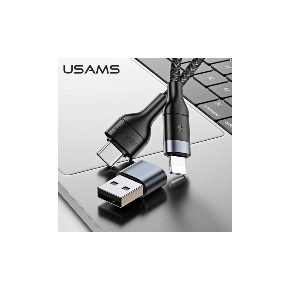 Hurtownia GSM - Kabel pletený USAMS U31 USB-C/USB na lightning 30W PD Fast Charge černý/black SJ404USB01 - USA284BLK - {ean13} - Hurt