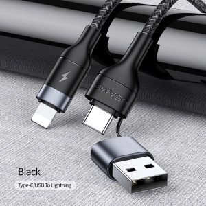 Hurtownia GSM - Kabel pleciony USAMS U31 USB-C/USB na lightning 30W PD Fast Charge czarny/black SJ404USB01 - USA284BLK - {ean13} - Hurt