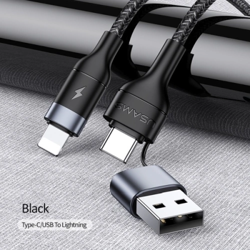 Kabel pleciony USAMS U31 USB-C/USB na lightning 30W PD Fast Charge czarny/black SJ404USB01