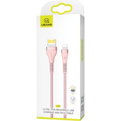 Kabel pleciony USAMS U33 lightning 1,2m 2A Fast Charging różowy/pink SJ360USB03