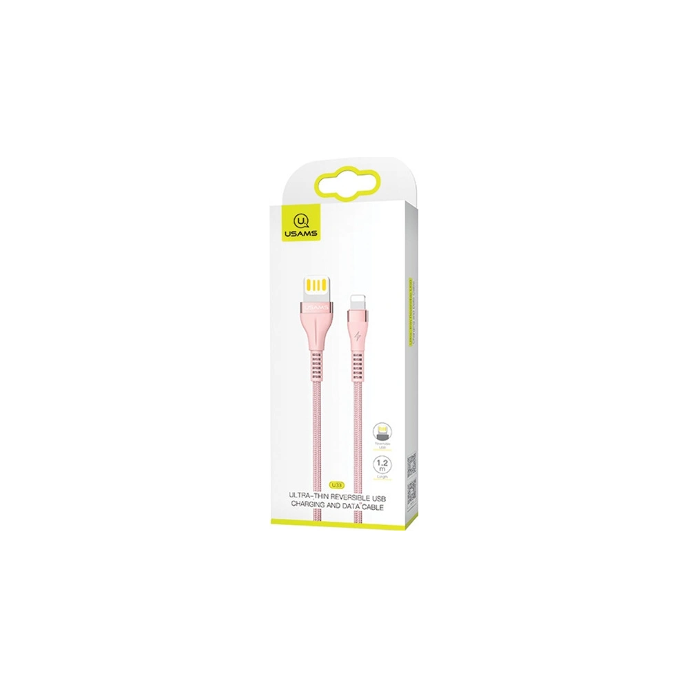 Hurtownia GSM - Kabel pletený USAMS U33 lightning 1,2m 2A rychlé nabíjení růžový/pink SJ360USB03 - USA286PNK - {ean13} - Hurt