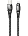 USAMS Nylon Cable U36 Lightning 1,2m 2A Fast Charging LED black SJ368USB01 (US-SJ368)