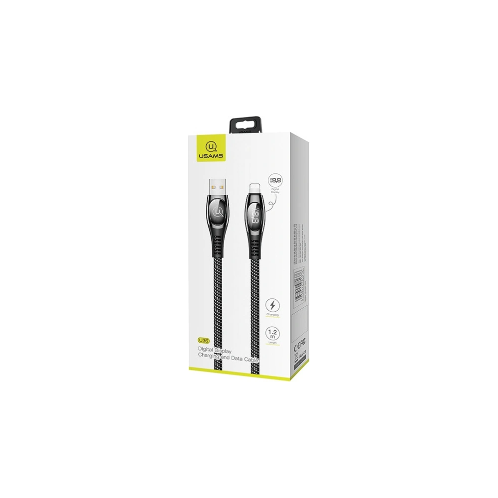 Hurtownia GSM - Kabel pleciony USAMS U36 lightning 1,2m 2A Fast Charging LED czarny/black SJ368USB01 - USA287BLK - {ean13} - Hurt