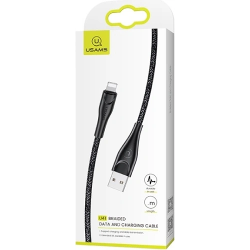 Kabel pleciony USAMS U41 lightning 1m 2A czarny/black SJ391USB01 Fast Charge