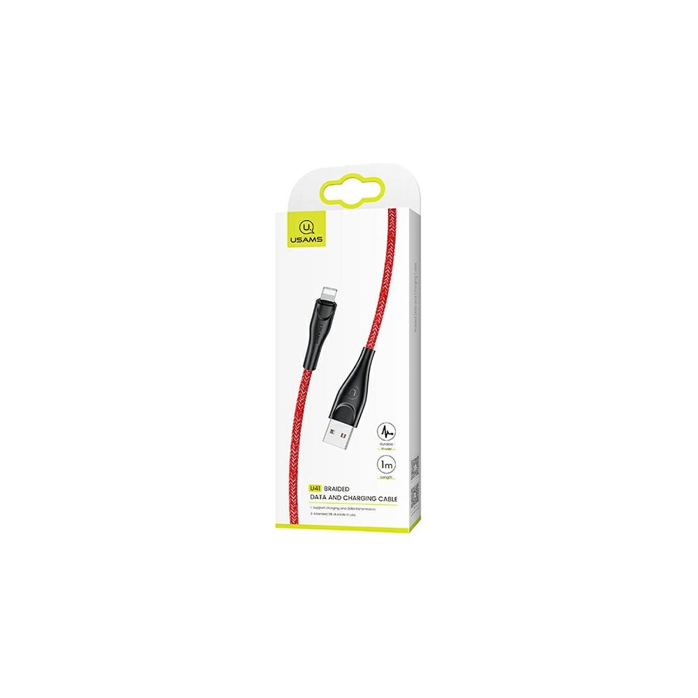Wholesale USAMS Nylon Cable U41 Lightning 1m 2A red SJ391USB02 (US-SJ391) Fast Charge - USA290RED - {ean13} - Hurt