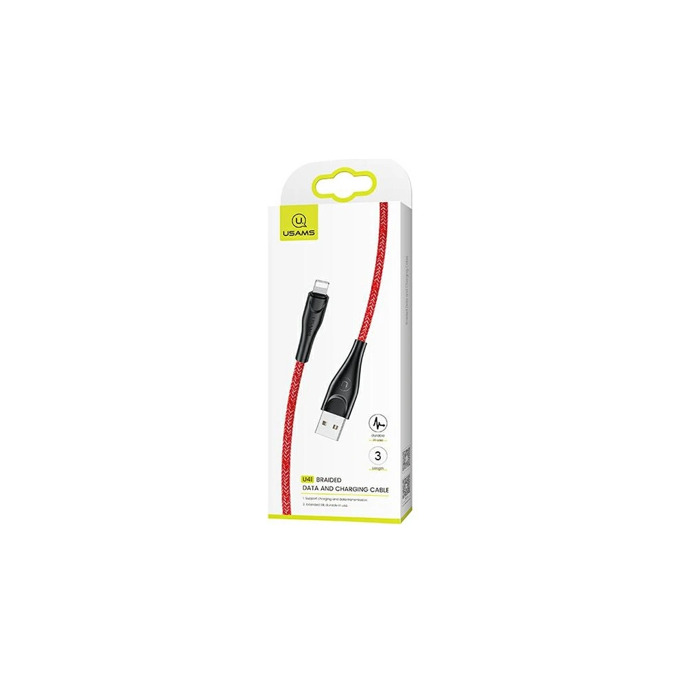 Hurtownia GSM - Kabel pleciony USAMS U41 lightning 3m 2A czerwony/red SJ397USB02 Fast Charge - USA294RED - {ean13} - Hurt