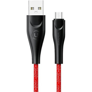 Wholesale USAMS Nylon Cable U41 microUSB 1m 2A red SJ393USB02 (US-SJ393) Fast Charge - USA296RED - {ean13} - Hurt