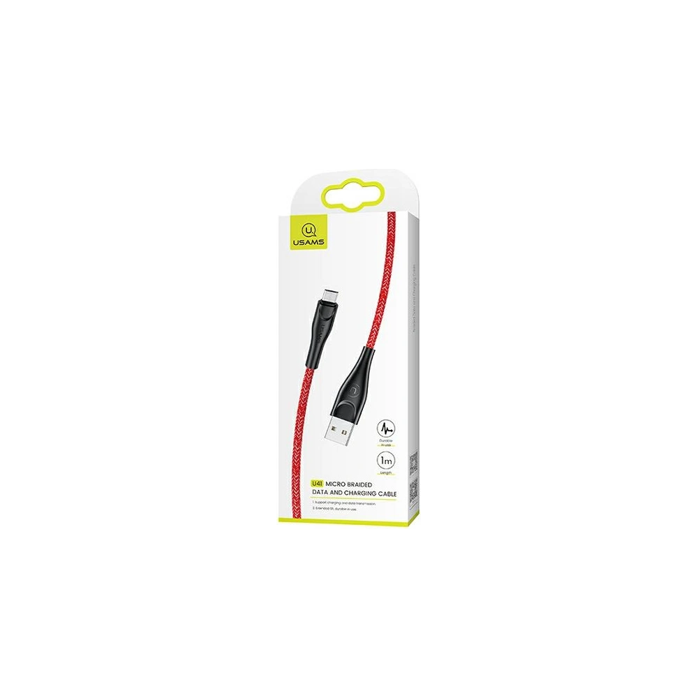 Hurtownia GSM - Kabel pleciony USAMS U41 microUSB 1m 2A czerwony/red SJ393USB02 Fast Charge - USA296RED - {ean13} - Hurt