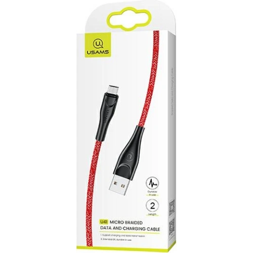 Kabel pleciony USAMS U41 microUSB 2m 2A czerwony/red SJ396USB02 Fast Charge