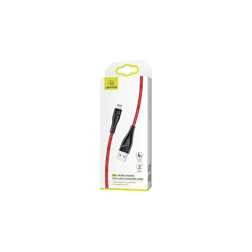 Hurtownia GSM - Kabel pleciony USAMS U41 microUSB 2m 2A czerwony/red SJ396USB02 Fast Charge - USA298RED - {ean13} - Hurt