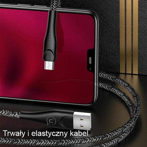 Kabel pleciony USAMS U41 microUSB 3m 2A czerwony/red SJ399USB02 t Charge