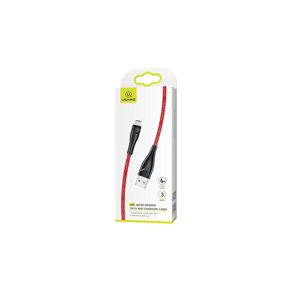Hurtownia GSM - Kabel pleciony USAMS U41 microUSB 3m 2A czerwony/red SJ399USB02 t Charge - USA300RED - {ean13} - Hurt