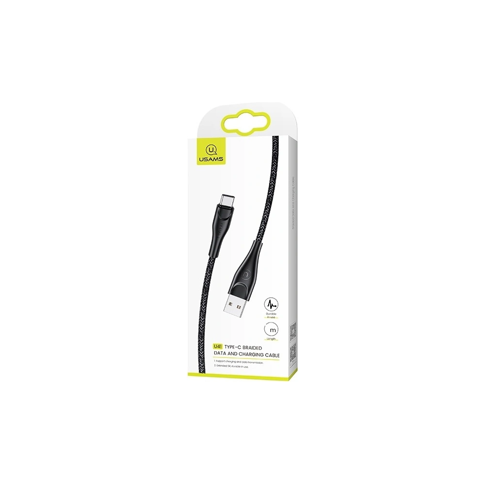 Hurtownia GSM - Kabel pletený USAMS U41 USB-C 1m 2A černý/black SJ392USB01 Rychlé nabíjení - USA301BLK - {ean13} - Hurt