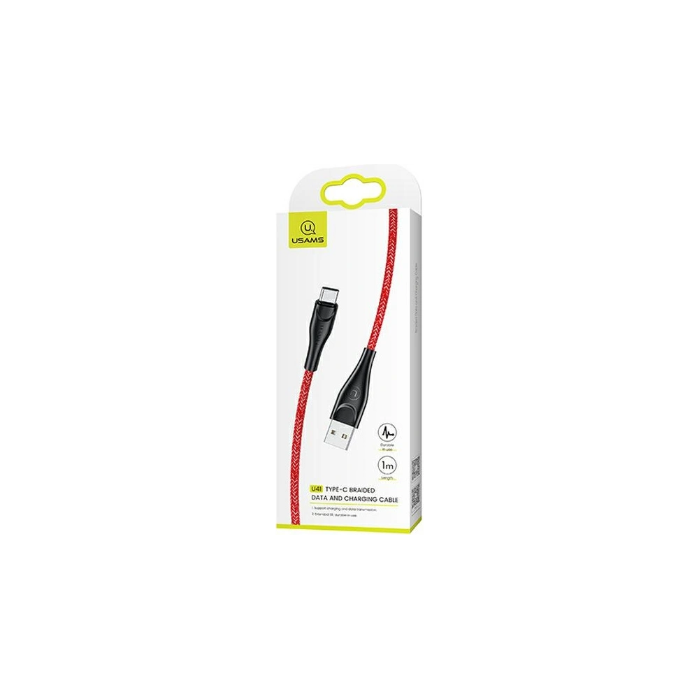 Wholesale USAMS Nylon Cable U41 USB-C 1m 2A red SJ392USB02 (US-SJ392) Fast Charge - USA302RED - {ean13} - Hurt