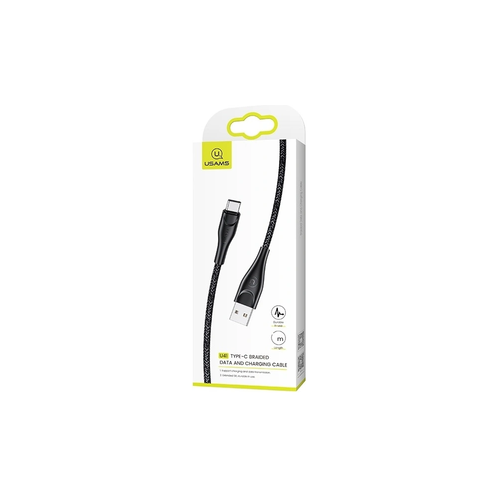 Hurtownia GSM - Kabel pletený USAMS U41 USB-C 2m 2A černý/black SJ395USB01 Rychlé nabíjení - USA303BLK - {ean13} - Hurt
