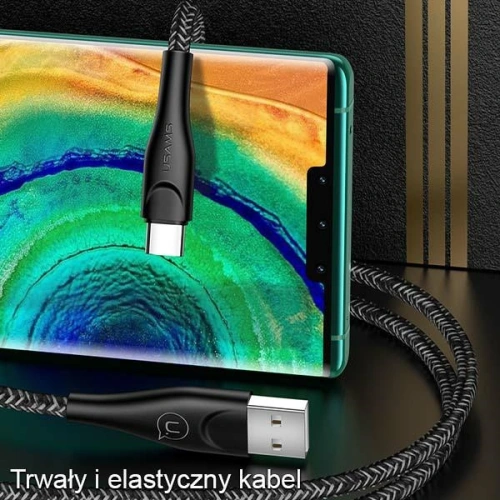 Kabel pleciony USAMS U41 USB-C 3m 2A czerwony/red SJ398USB02 Fast Charge