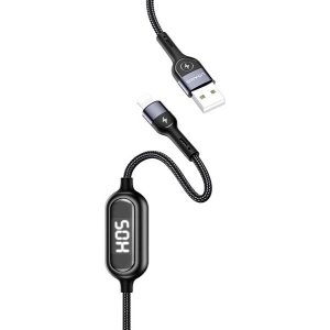 Hurtownia GSM - Kabel pleciony USAMS U48 lightning 1,2m 2A Fast Charging LED czarny/black SJ423USB01 - USA309BLK - {ean13} - Hurt