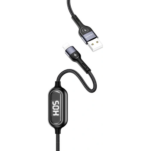 Kabel pleciony USAMS U48 lightning 1,2m 2A Fast Charging LED czarny/black SJ423USB01